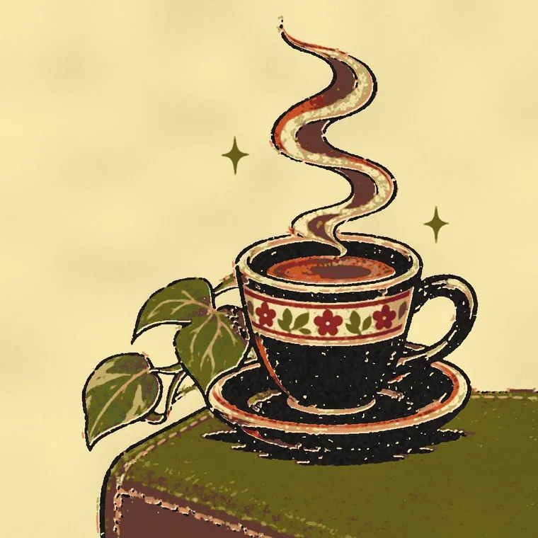 Espresso in a black cup on olive leather